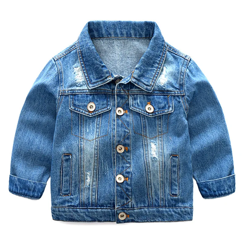 

Демисезонное джинсовое пальто для девочек, модная куртка с длинным рукавом и вышивкой для детей, Детская уличная ветровка, верхняя одежда