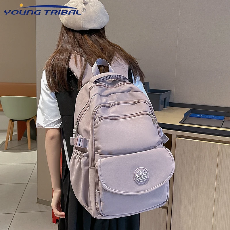 

2022 New student schoolbag nylon cloth large capacity ladies backpack water-repellent multi-layered outdoor sports backpack