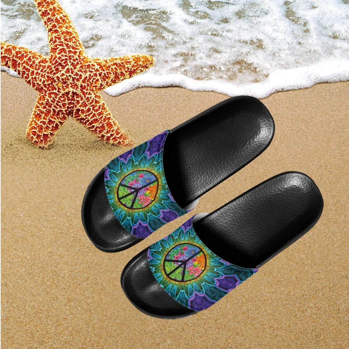 

Peace and Love Summer Beach Slides for Women Outdoor Super Light Bathroom Home Slippers Girls Outdoor Water Shoes Zapatillas