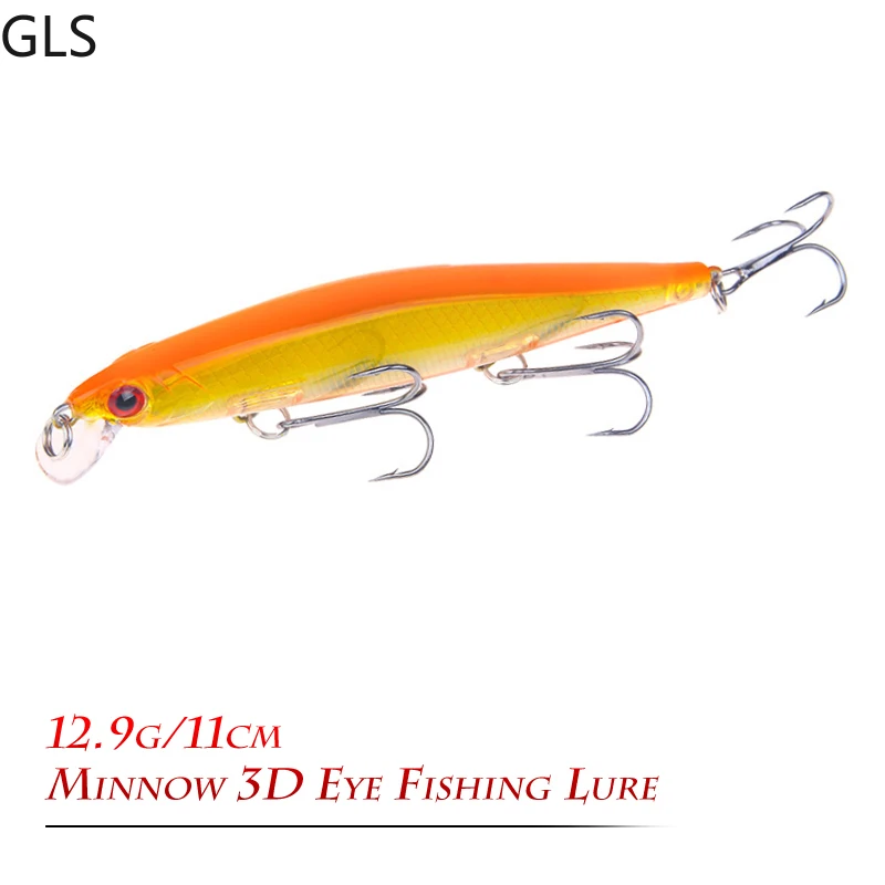 

GLS High Quality 1Pcs 12.9g/11cm Minnow Realistic Body Fake Bait Floating Water Artificial Saltwater Fishing Lure
