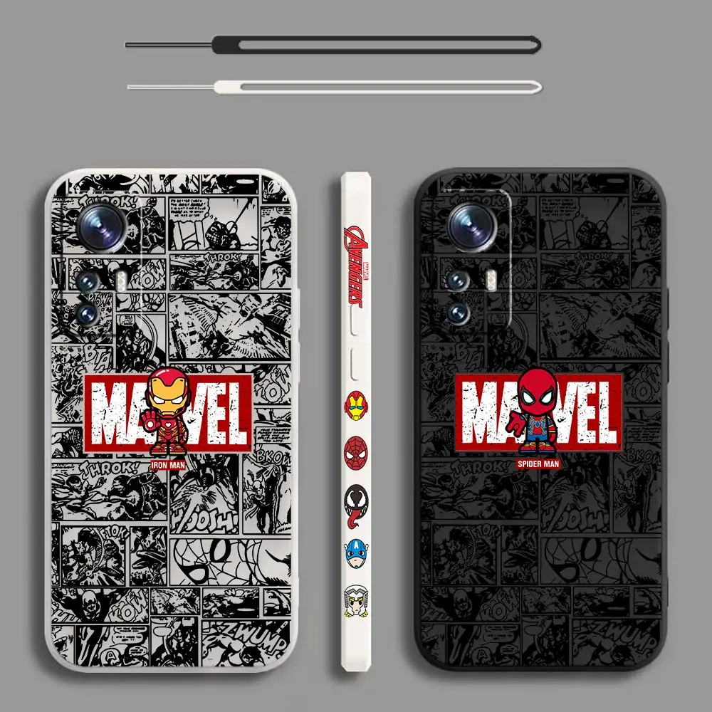 

Marvel Comics Logo SpiderMan Iron Man Case For Xiaomi Mi 13 12 12S 11 11T 10 10S 9 9SE 8 8SE 6 6X Pro Ultra Liquid Cover Funda