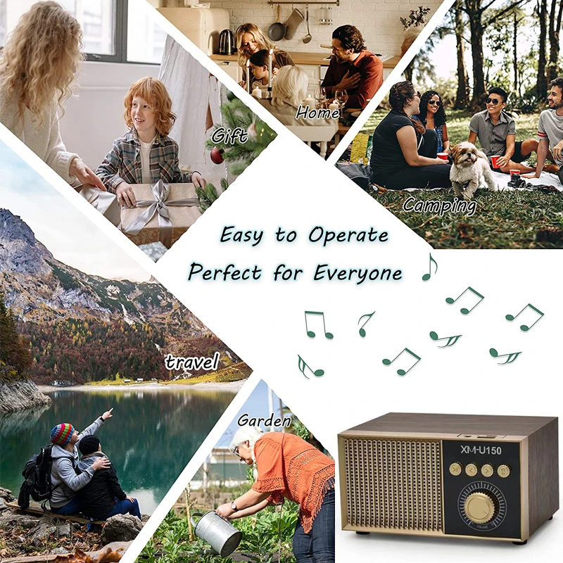 Портативный ретро радио fm-приемник деревянный Bluetooth динамик сабвуфер USB/TF/AUX MP3