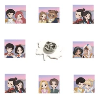 disney square shape acrylic beautiful princess handsome prince lapel pins epoxy resin badges brooches jewelry ornaments qgz746