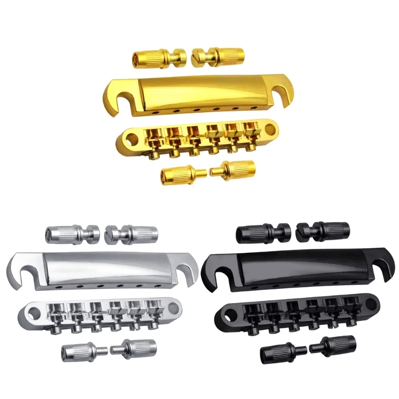 

Electric Guitar Rollers Saddle Bridge Tune O-Matic Tailpiece Stud Set for Les Style Electric Guitar Replacement Parts