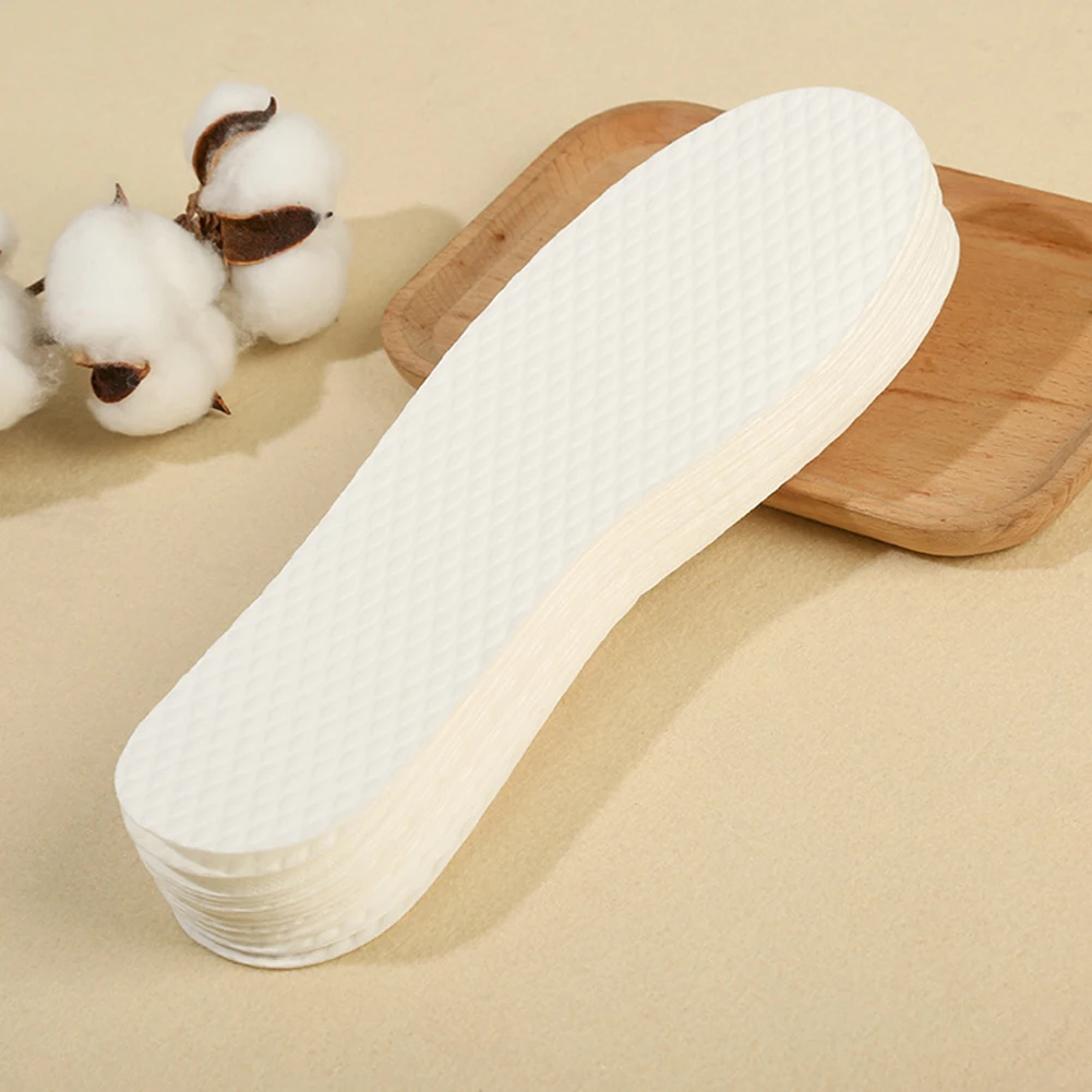 Disposable Insoles Nature Wood Pulp Insoles Breathable Thin Sweat Absorbing White Comfortable Shoe Pads For Men Women