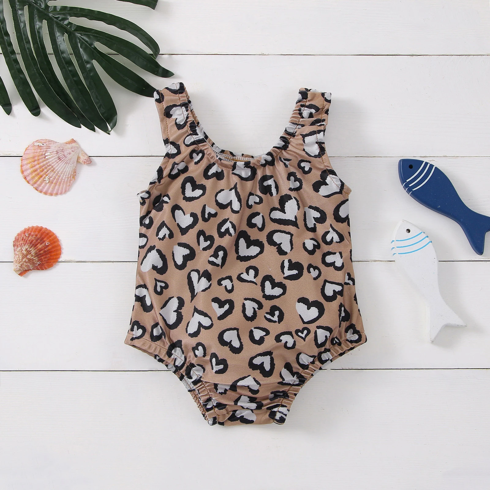 

Toddler Kid Baby Girls Leopard Swimsuit Heart Print Swimwear Summer Beachwear Bathing Suit D01
