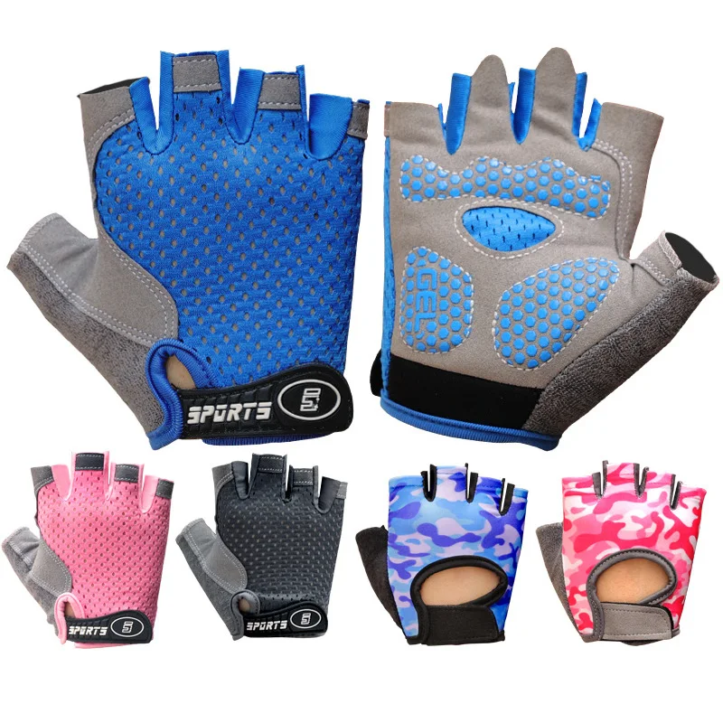Children's Gloves Half Finger Outdoor Sports Kids Cycling Boys Girls Protection Antislip Breathable Thin Spring Summer Gloves