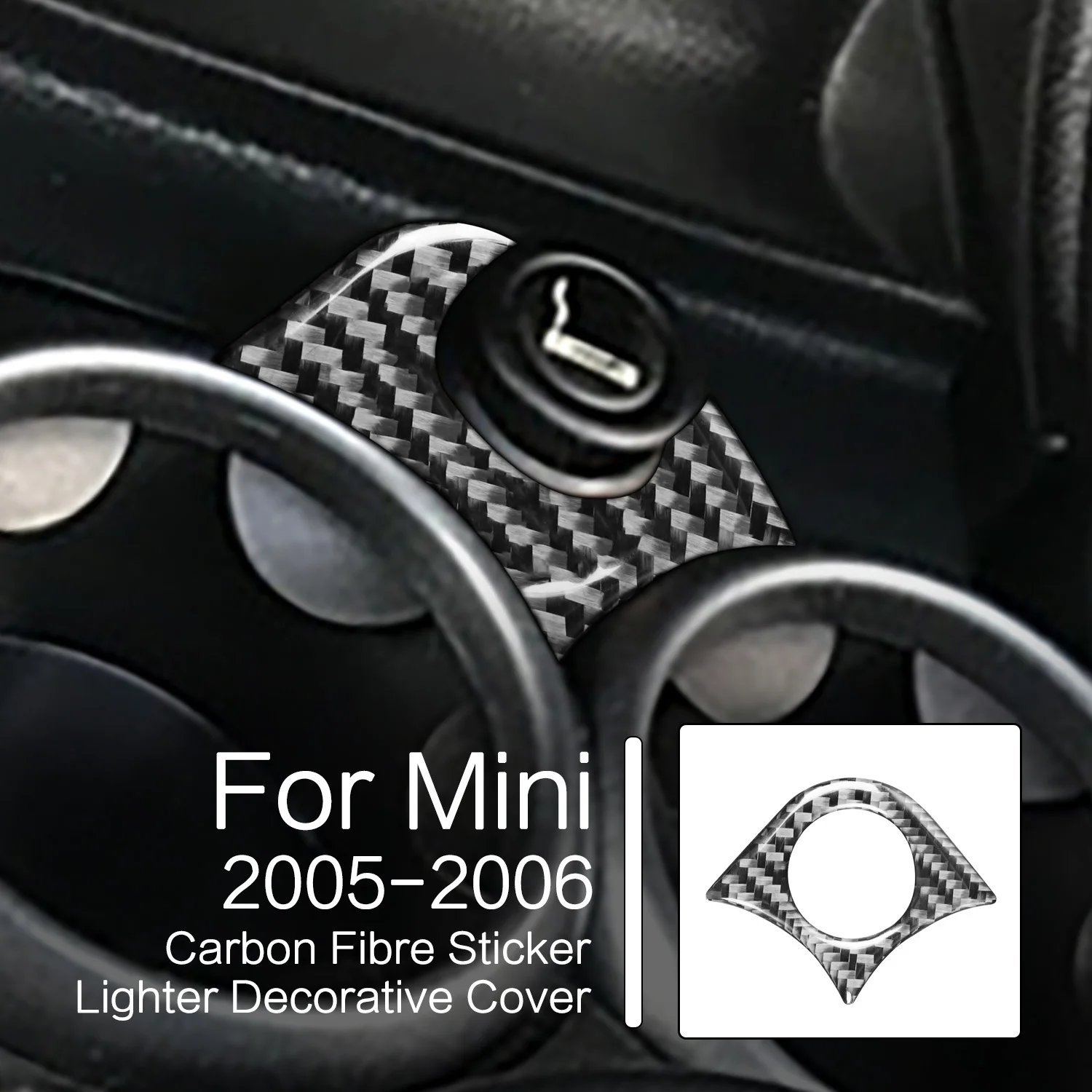 

Наклейка из углеродного волокна, украшение для прикуривателя, чехол для Mini Cooper S One Hatch R50 R53 2005 2006, внутренние автомобильные аксессуары