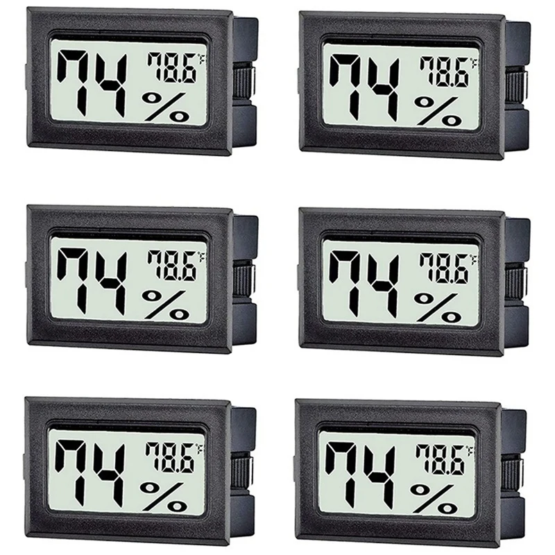 

6 Pack Mini Digital Thermometer Hygrometer,Indoor Temperature And Humidity Gauge Meter Monitor Fahrenheit For Humidor