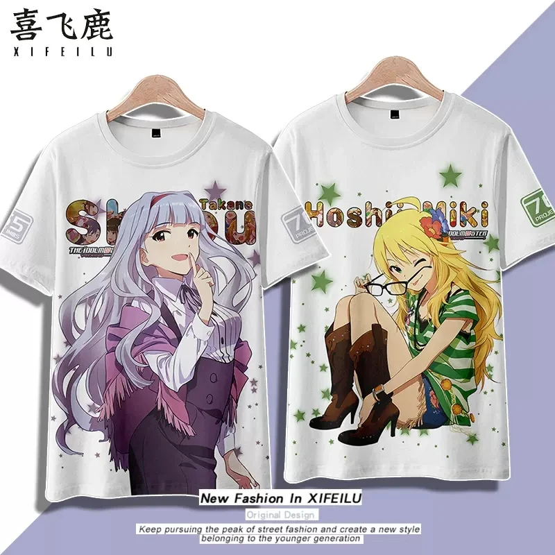 

Футболка с капюшоном блестящих цветов с аниме IDOLM @ STER шорты для косплея для мужчин женщин студентов летняя Свободная рубашка унисекс Топы