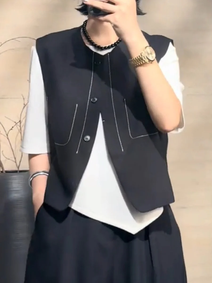 Модный простой однотонный жилет для женщин 2024 новый легкий роскошный