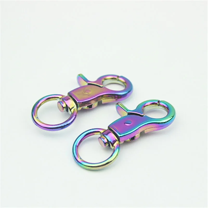 20Pc 9/13mm Rainbow Colored Snap Hook Buckle Key Chain Ring Bag Strap Hardware Swivel Trigger Clips Bags Strap Metal Accessories