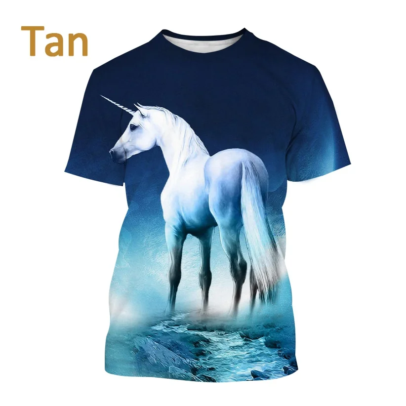 Футболка с 3D принтом новинка Радужный Единорог для мужчин и женщин коротким