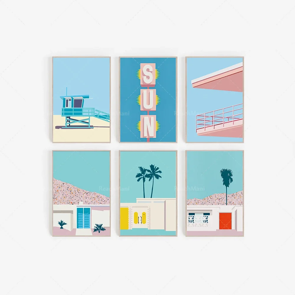 Винтажный постер с гравировкой Palm Springs винтажная художественная галерея