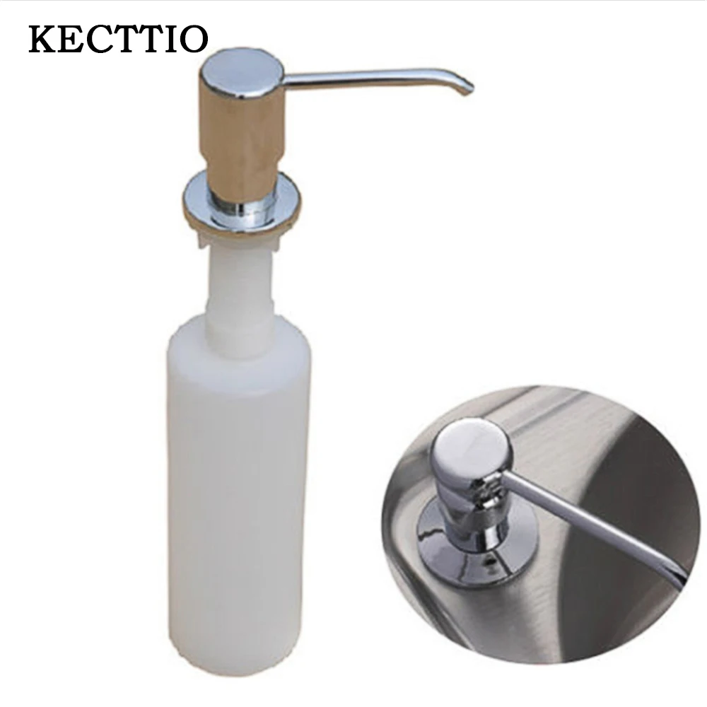 

1PC 300ml Sink Liquid Sanitizer Dispensador Detergent Shampoo Soap Dispenser Brushed Nickel Head ABS Bottle For Kitchen Bathroom