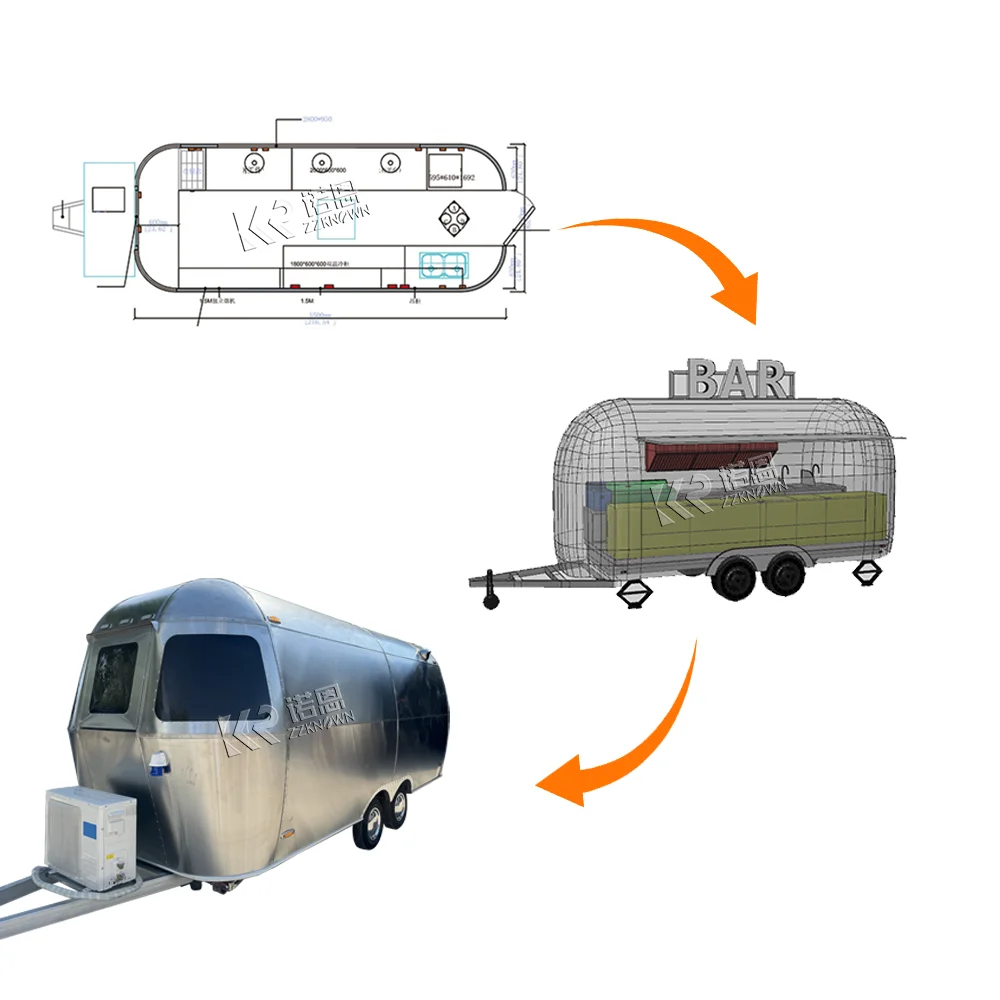 2024 Ретро грузовик для еды пива мобильный кемпинг барбекю пиццы торговый прицеп