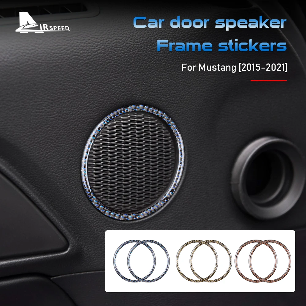 

AIRSPEED Car Door Speaker Frame Trim Vent Outlet Cover Carbon Fiber for Ford Mustang 2015-2021 Accessories Interior Sticker