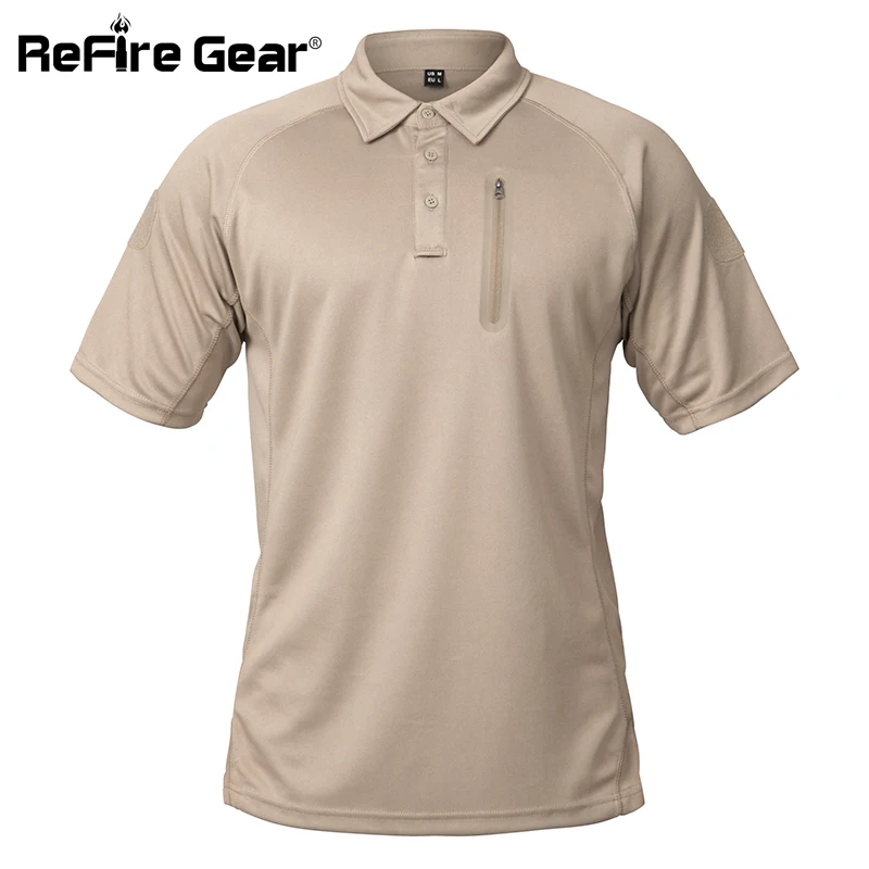 ReFire جير الصيف التكتيكية قمصان بولو الرجال الولايات المتحدة حجم سريعة الجافة تنفس جيوب موحدة العسكرية عادية كول ماكس Polos
