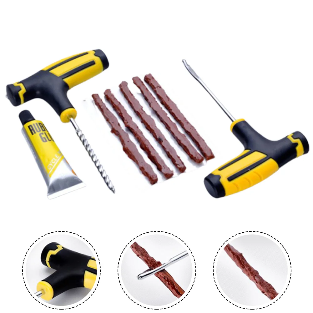 

25.5×16cm Car Tire Repair Tools Tire Repair Kit Rivet Tool Set Car Bicycle Tubeless Tire Allows Tire Hole Widening Cleaning