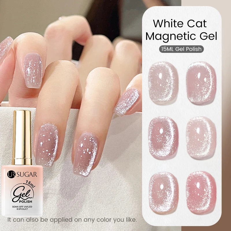 Фото UR SUGAR 15 мл Super Shine White Cat Магнитный гель для ногтей Soak Off УФ-гель Зеркальное стекло Cat Magnet Гель-лак Полуперманентный УФ-гель №3