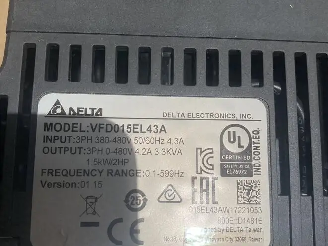 

VFD015EL43A 1.5KW 380V inverter , used one , 85% appearance new , 3 months warranty , fastly shipping