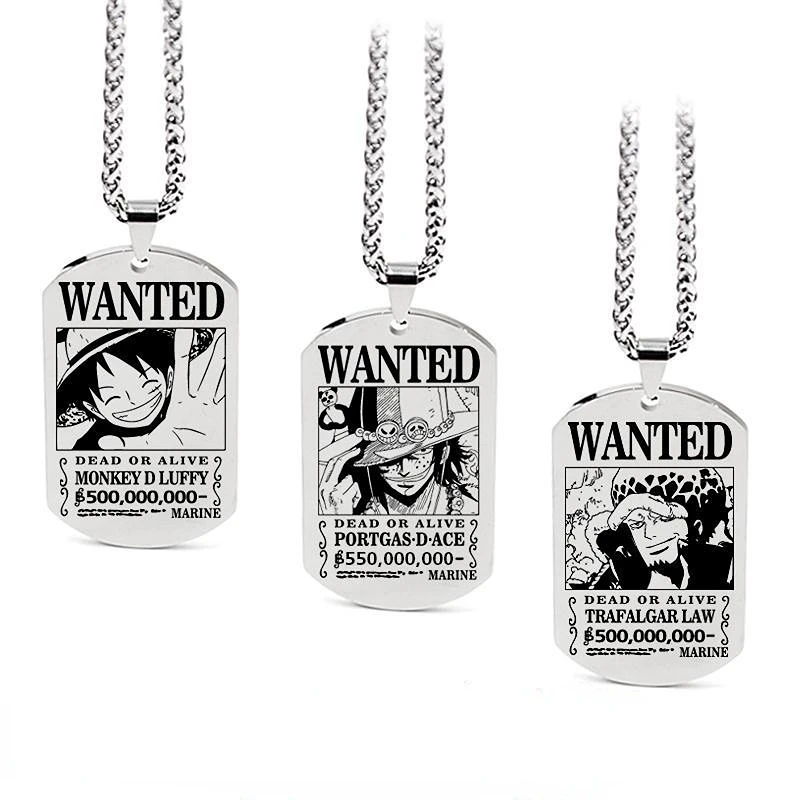 

ONE PIECE Monkey D. Luffy Anime Necklace Pendant titanium steel plate Gift boy girls