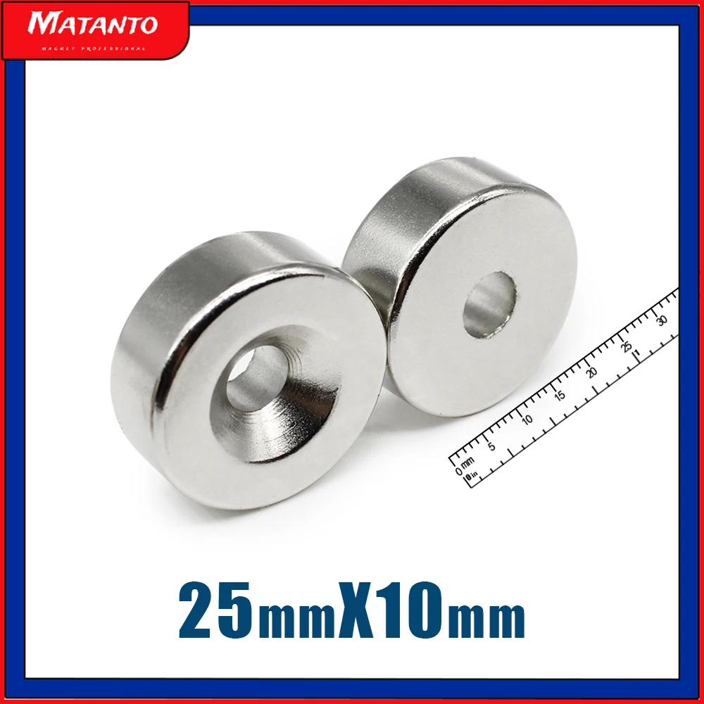 

1/2/5/10/15PCS 25x10-6 mm Disc Countersunk Neodymium Magnet 25*10 mm Hole 6mm 25X10-6mm N35 Round Permanent Magnet 25*10-6