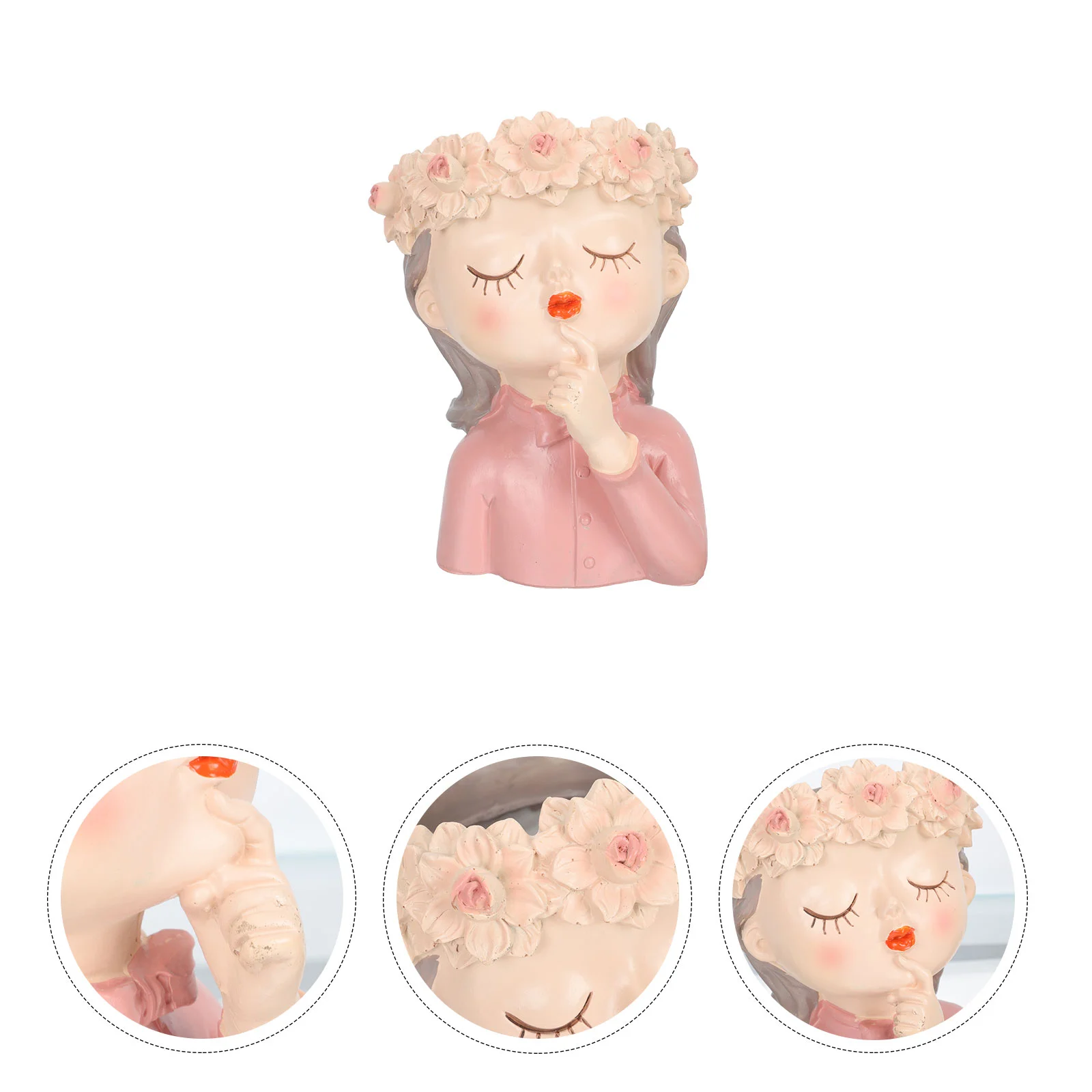 

Girl Statue Planter Resin Plant Pot Gardening Flower Pot Desktop Ornament