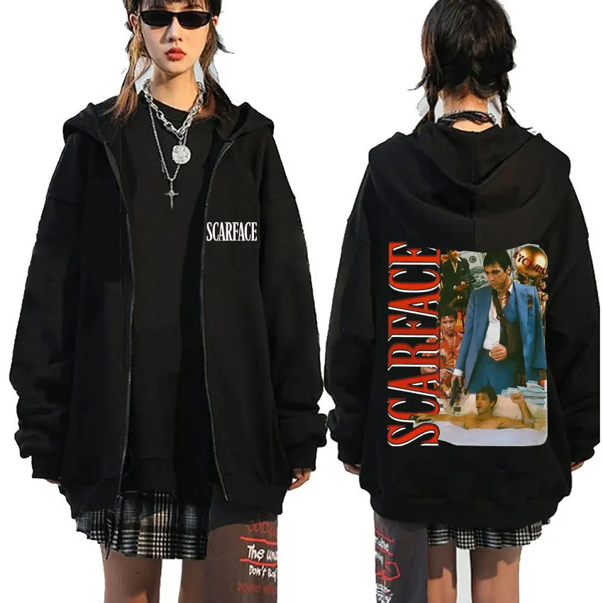 Мужская винтажная толстовка на молнии в стиле хип-хоп