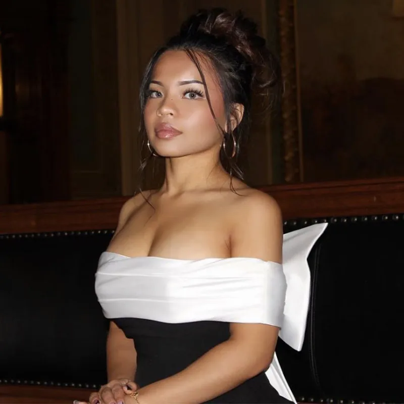 Сексуальные женские короткие платья без бретелек с большим бантом мини-вечернее