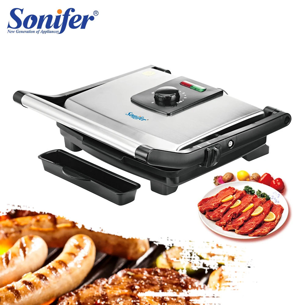 electric contact grill bbq griddle and panini press kitchen barbecue griddle smokeless baking opens 180 degree barbecue sonifer free global shipping