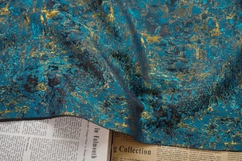 Ретро Дворцовая синяя Золотая пряжа окрашенная жаккардовая ткань Женская Фотосумка декоративная ткань для шитья