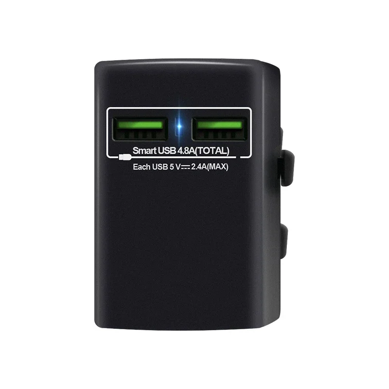 Универсальный дорожный адаптер питания 4.8A с двумя USB-портами, 250В5В, латунный пластиковый штекер, подходит для зарядки планшетов. (art.: 3920da44bb580) - 3920da44bb580