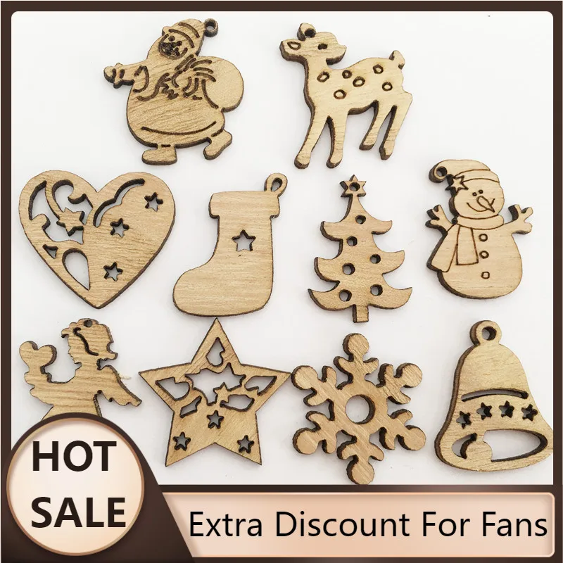 

NEW Fashion Wooden Christmas Tree Ornaments Mini Snowflake Tree Hanging Pendants Decorations for Home New Year Gift