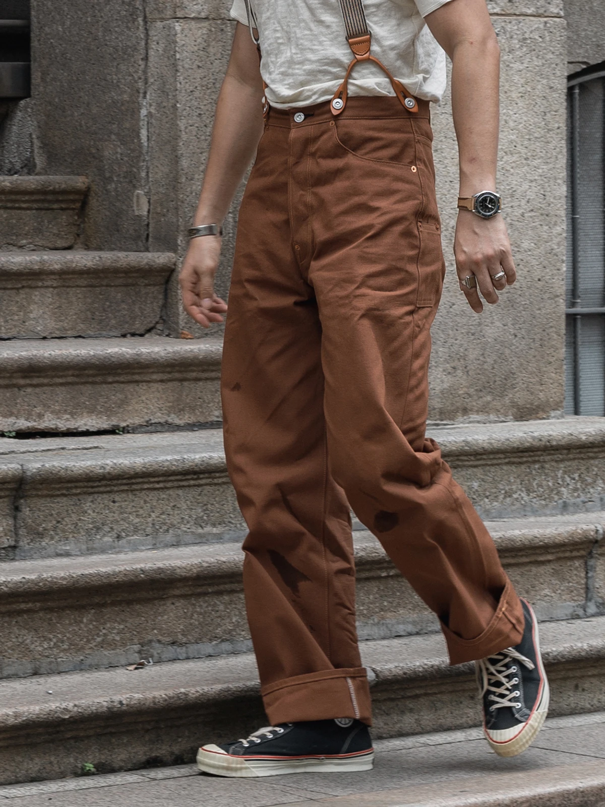 Bronson 1873 Duck Canvas Work Pants Gold Rush Vintage Workwear Trousers Brown
