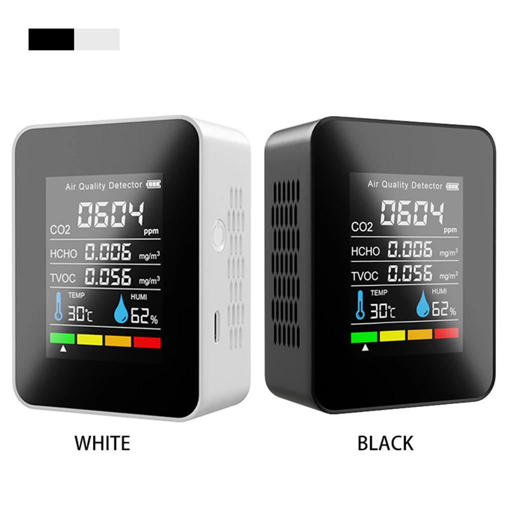 

5 in 1 Air Tester Sensor 2000mAh Thermometer Hygrometer Meter White