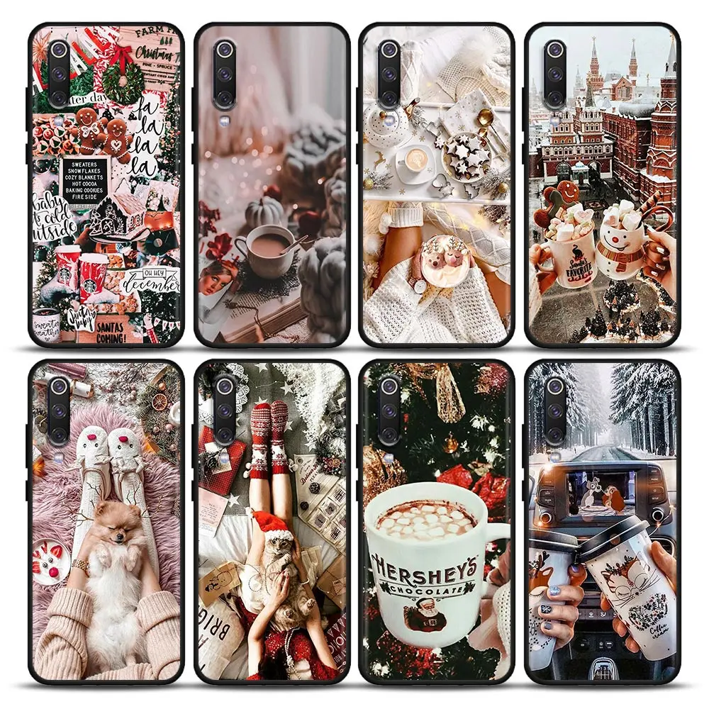 

Girls Christmas Atmosphere Coffee Fundas Coques Case for Xiaomi A2 8 9 SE 9T 10 10T 10S CC9 CC9E Note 10 Lite Pro 5G Case Capa