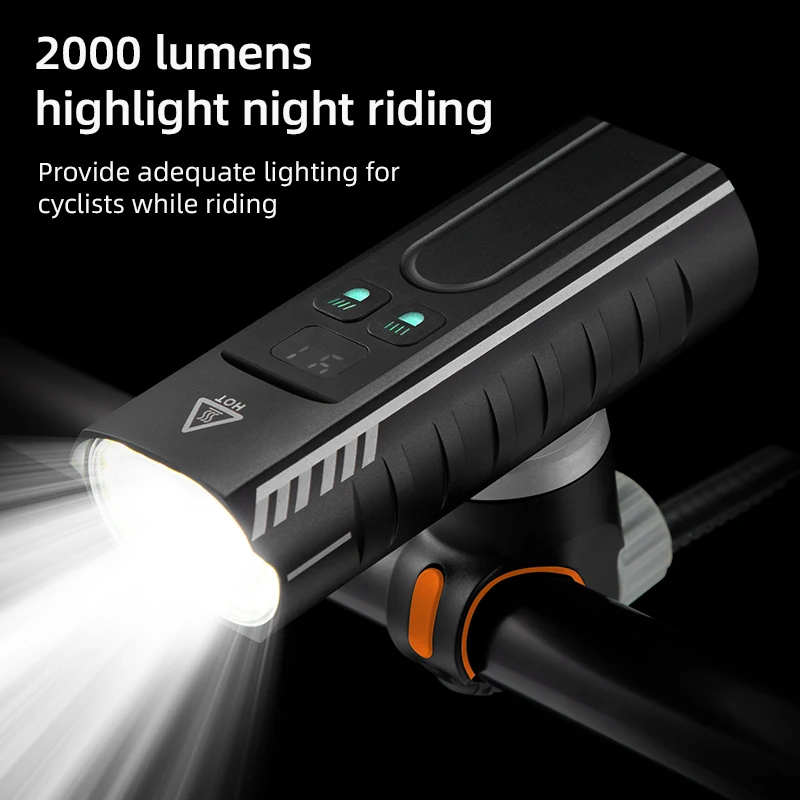 

New 2000 Lumen Bicycle Headlight Flashlight USB Rechargeable 5200mAh Power Bank Rainproof MTB Bike Light Front For Cycling