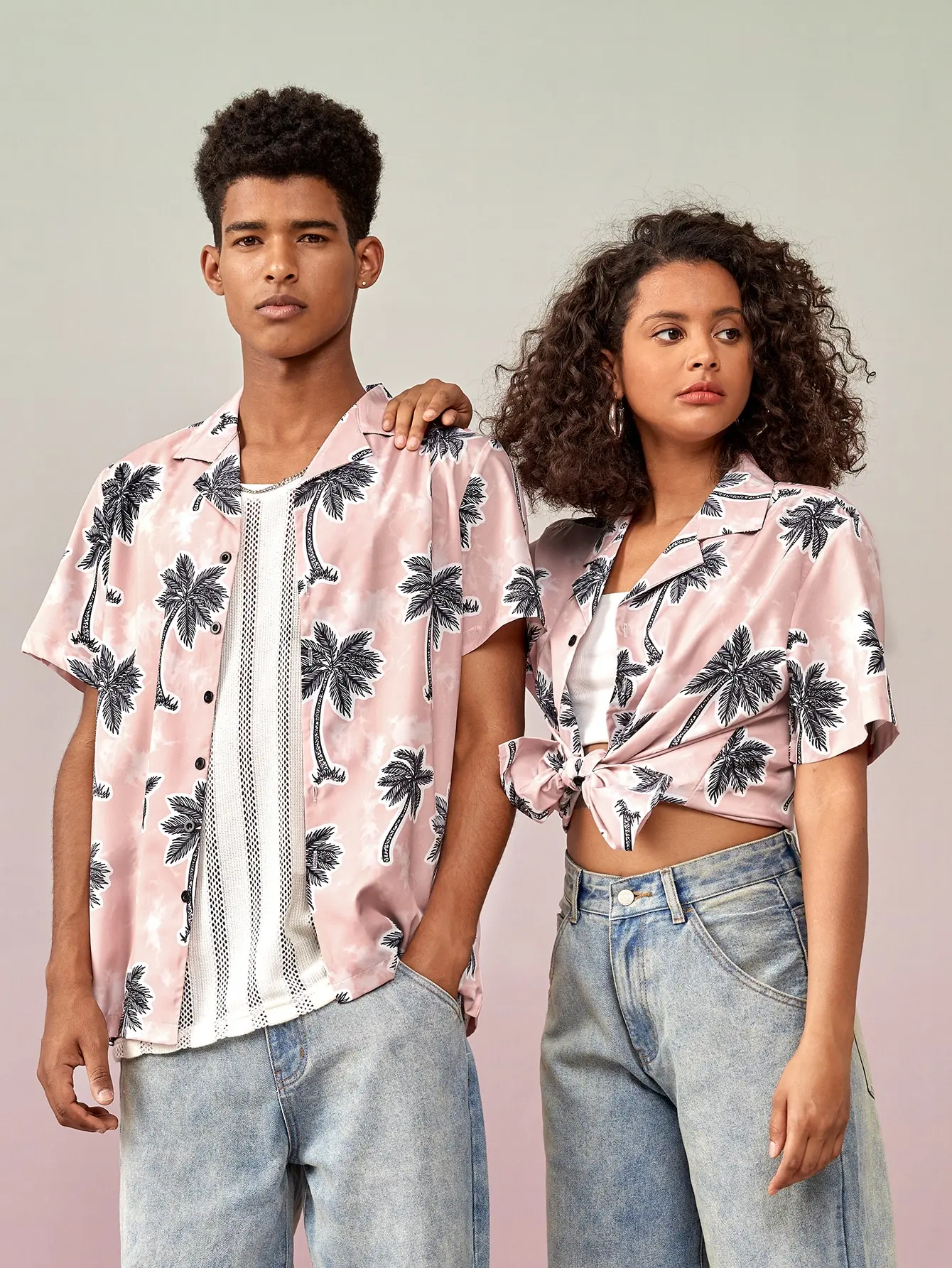 

2022 Summer New Short Sleeve Coconut Digital Printing Casual Single Breasted Lapel Men's Shirts