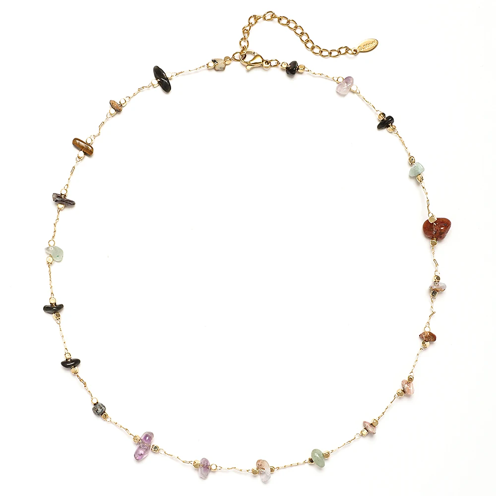 ZMZY простое ожерелье с натуральным кристаллом неправильный камень гравий золотой