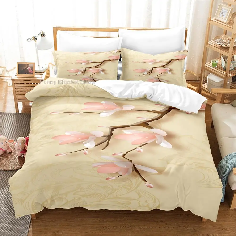 

3PCS Winter plum blossoms Bedding Sets Home Bedclothes Super King Cover Pillowcase Comforter Textiles Bedding Set