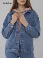 jean jacket women clothes oversized jeans denim coat korean coats spring fall 2021 new jackets for women solid casual