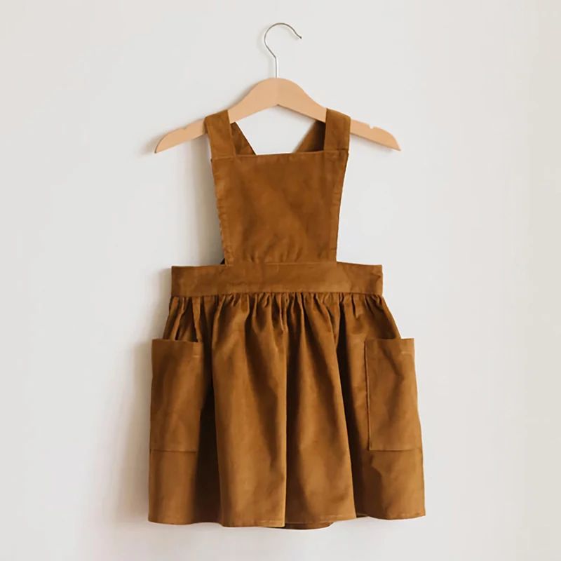 Платье из хлопка и льна в стиле ретро на бретельках для девочек Новинка лета 2022