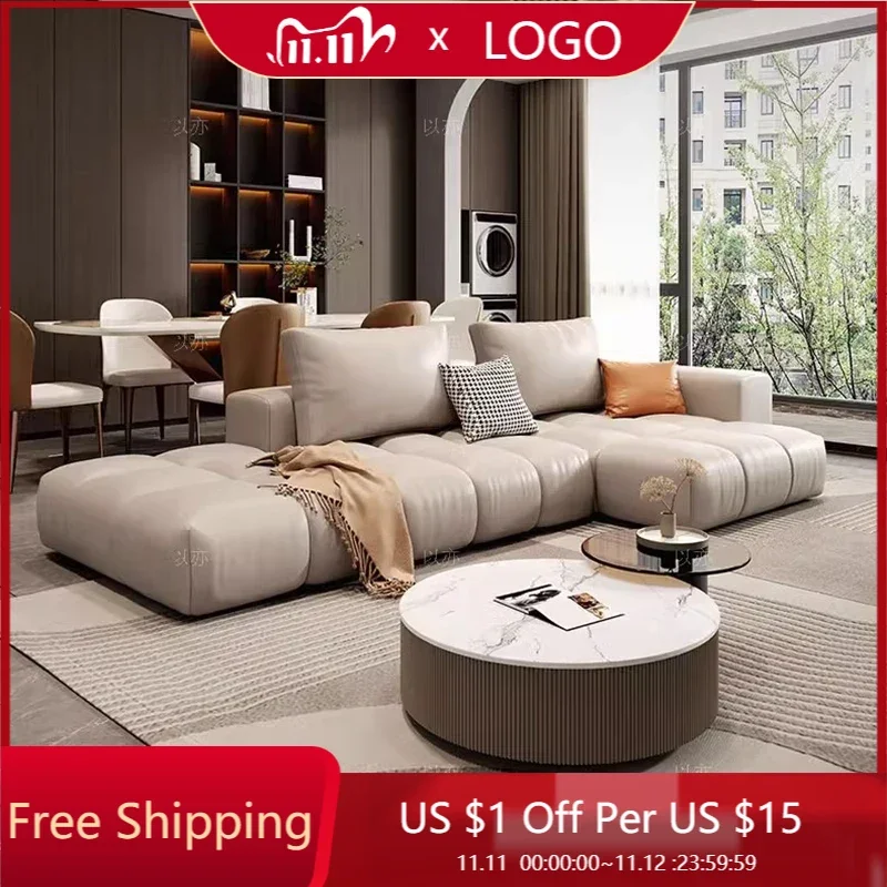 Кожаные роскошные диваны для гостиной современные минималистичные секционные