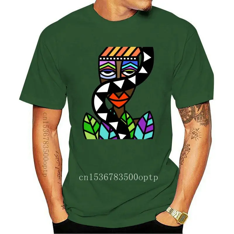 

Camiseta de manga corta para hombre, camisa blanca con pintura abstracta de belleza africana, ropa de calle única, exótica, nuev