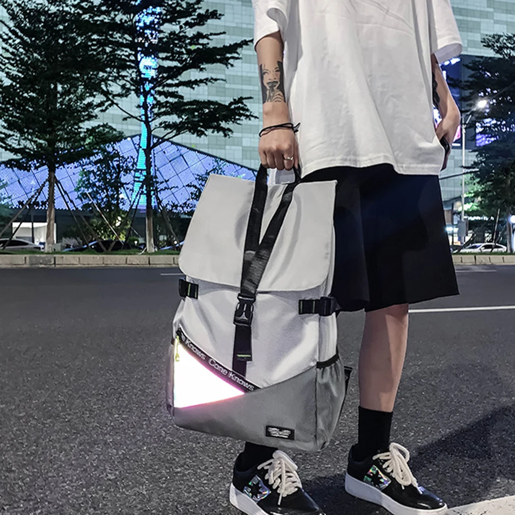 

Нейлоновый школьный ранец для студентов, геометрический контрастный рюкзак для ноутбука, светоотражающий водонепроницаемый рюкзак для кемпинга