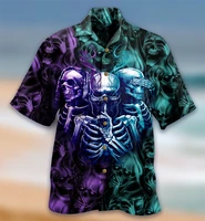 2022 mens shirt horror pattern hawaii sjhirts european size short sleeve oversize tops 5xl 3d beach summer holiday vacation