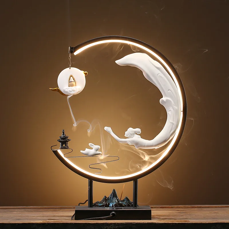 Chang'e Flying To The Moon Aroma Lamp Ring Ornament For TV Cabinet Coffee Table Home Living Room Wine Cabinet Decorations