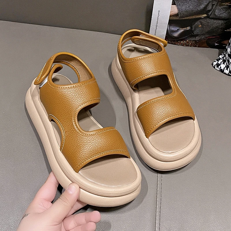 

Сандалии женские на толстой подошве, легкие удобные нескользящие, с открытым носком, мягкая подошва, для отдыха, спорта, пляжа