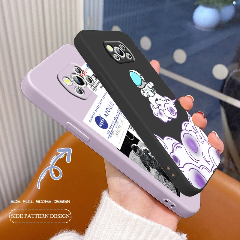 

Astronaut Cartoon Luxury Phone Case For Xiaomi Mi Poco X4 X3 C40 C31 C3 M4 M3 F4 F3 GT Pro NFC 5G Soft TPU Liquid Rope Cover